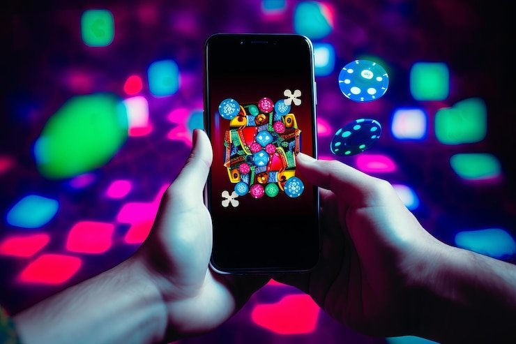 Ilustrasi permainan slots virtual di perangkat mobile 180sx